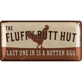 FLUFFY BUTT HUT Chicken Sign, Funny Chicken Coop Signs for outside, Chickens Decor for Coop & Outdoor, Chicken Lover Gifts, Metal Chicken Signs, Chicken Coop Decorations 6.3 x 12.6" in Kuwait