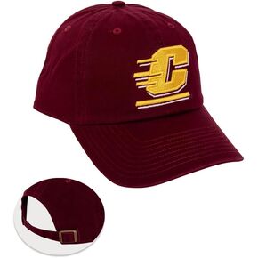 Desert Cactus Central Michigan University Baseball Hat CMU Chippewas Brimmed Embroirderd Cap Adjustable Cloth Strap Adult (Style A) Red