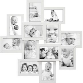Collage Picture Frames for Wall 4x6 Picture Frame Collage Display 12 Opening Photos Wall Hanging Photo Collage Frame Picture Frames Collage Wall Decor for Gifts -White