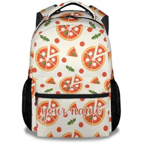 Pizza Backpacks Kids, 16 Inch Cute Backpack for School, Yellow Lightweight Bookbags for Girls