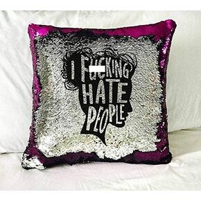 Mocofo Unicorn Fish Two-Tone Glitter Sequins 16x16'' Pillow Cute Toy White Gold Throw Pillow Magic Reversible Sequin Mermaid Pillows Throw Cushion