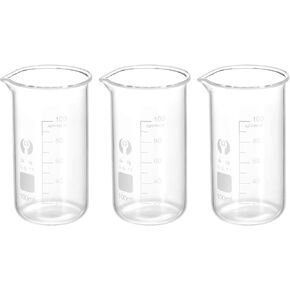 PATIKIL 3Pcs 50ml Tall Form Glass Beaker, 3.3 Borosilicate Glass Graduated Printed Scale Measuring Cups with Spout for Kitchen Lab Liquids
