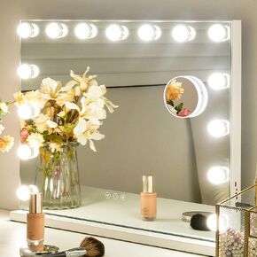 NicBex Makeup Vanity Mirror with Lights, Hollywood Makeup Mirror with Dimmable 12 LED Lights, Smart Touch with 3 Colors Adjustment and Rotation-Free
