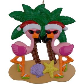Personalized Flamingo Ornament, Flamingo Couple Ornaments - Polyresin Flamingo Hanging Ornament for Christmas Tree Decorations, Flamingo Lovers Gift - 2024 Our 1st Christmas Together Keepsake