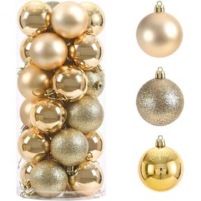 Mini Christmas Balls Ornaments Hanging Balls for Xmas Tree, Holiday, Wedding, Party (Goid)