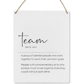 Office Well Decor - Team Noun Definition Inspirational Well Decor Sign - Office Decor for Work Wooden Slogan Hanging Sign 8 x 10 Inch