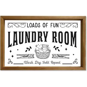 علامة ديكور جدار غرفة الغسيل لديكور المنزل، ديكور جدار غسيل خشبي لطيف ريفي يحمل الكثير من المرح، علامة تكرار الغسيل الجاف في المزرعة العتيقة، ديكور وإكسسوارات غرفة الغسيل، 16 × 10 بوصة in Kuwait