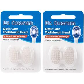 Optic Care Toothbrush Head 4 pcs(2 pcs X 2 packs), Toothbrush Head for Dr. Quorum Optic Care Electric Toothbrush, Fiber Optic Bristles