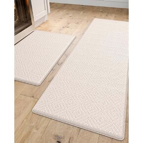 DEXI Anti Fatigue Kitchen Mat, Cushioned Kitchen Rugs Non Slip, Waterproof Comfort Standing Kitchen Floor Mat, 17"x29", Beige