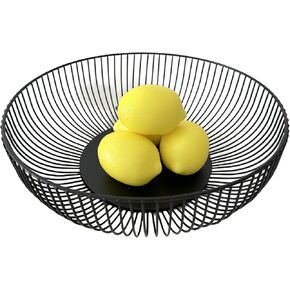 سلك معدني كونترتوب حامل سلة الفاكهة للمطبخ | حامل ديكور للمنزل الحديث باللون الأسود - 11 بوصة (دائري C) in Kuwait