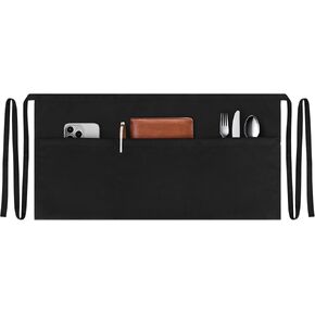 NLUS 1/2/3 Pack Server Aprons with 3 Pockets, Water Oil Stain Resistant Waitress Waiter Apron