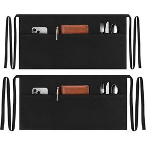 NLUS 1/2/3 Pack Server Aprons with 3 Pockets, Water Oil Stain Resistant Waitress Waiter Apron