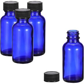 PATIKIL 8oz(240ml) Glass Sample Bottles, 4Pcs Round Bottle Dispensing Bottles with White Poly Cone Cap for Reagent Liquids, Essential Oils, Perfume, Amber