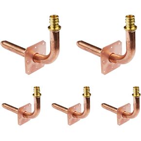 1/2" PEX Crimp Copper Stub Out Elbow with Wall Flange,1PACK 8Inch Length Stub-out Elbow,ASTM F1807