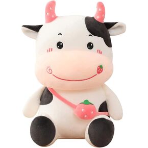 Kawaii Cute Fruit Cows Doll Strawberry Milk Vacas Doll Soft Cushion Pillow Plush Toys Animal Doll Creative Toy for Kids Plushies Home Decor Pillows Pink