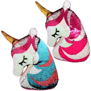 Reversible Flip Sequin Pillow that Changes Color 16" Unicorn Shaped Stuffed Animal, Bedroom Decor| Birthday & Christmas Gift for Girls, Toddlers & Teens | Large Plush, Boost Creativity & Imagination