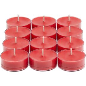 PartyLite After Dark™ Tealight Candles, Fragranced Colored Wax with Clear Container, 12 Pack Tea Lights, Made in The USA (After Dark™ Amber Suede)