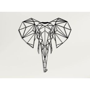 DEKADRON Metal Wall Art- Geometric Elephant Head -3D Wall Silhouette Metal Wall Decor Home Office Decoration Bedroom Living Room Decor Sculpture (17" W x 18" H/44x46cm)