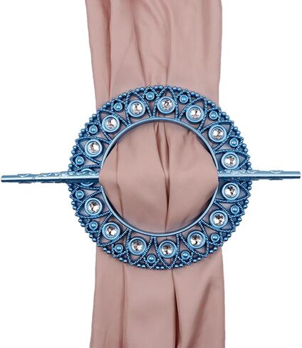 ستائر تيباكس - ستائر لوحة ستائر - عوائق ستائر زرقاء مستديرة - قطعتان in Kuwait