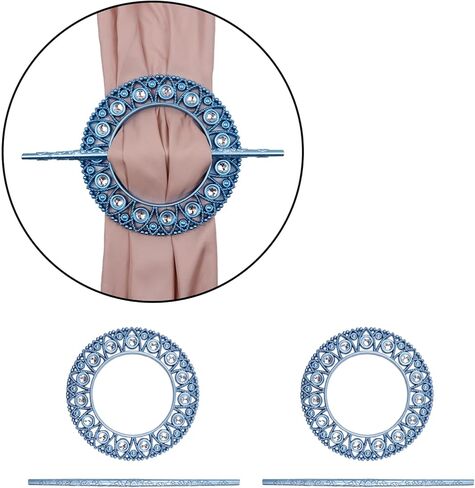 ستائر تيباكس - ستائر لوحة ستائر - عوائق ستائر زرقاء مستديرة - قطعتان in Kuwait