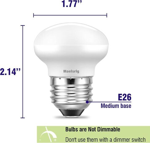 R14 LED Bulb 4W(40W Equivalent) Mini Reflector Flood Light Bulbs 2700K Soft White, Curio Cabinet Light Bulb, Non-Dimmable, E26 Base Short Light Bulbs, 4-Pack in Saudi Arabia