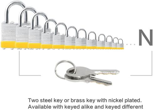Locks Laminated Steel Keyed Padlocks Keyed Alike Locks, Normal Shackle Padlocks, for Hasp Latch, Sheds, Fences, Storage Locker, School, Gym，Pack of 24 in Saudi Arabia