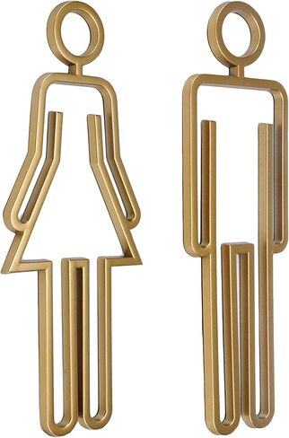 Restroom Signs Acrylic Adhesive Backed Bathroom Sign Men's and Women's Toilet Sign for Business,Bathroom Signage | Gold in Kuwait