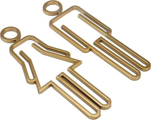 Restroom Signs Acrylic Adhesive Backed Bathroom Sign Men's and Women's Toilet Sign for Business,Bathroom Signage | Gold in Kuwait