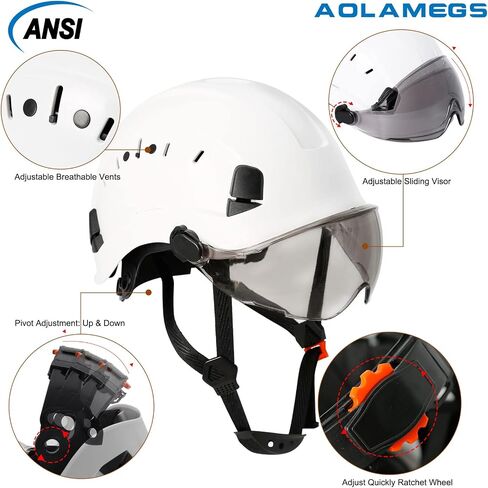 AOLAMEGS Construction Hard Hats with Visor - OSHA Approved Construction Hardhat with Chin Straps in Saudi Arabia