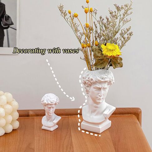 Greek Statue of David, Small Classic Roman David Statue Greek Bust Face Vase Head Cute Room Decor Aesthetic Vintage Home Decor Gifts for Women Coquette Room Decor for Living Room 6.3'' in Saudi Arabia