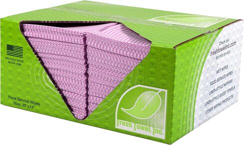 Fresh Towel Foodservice Reusable Paper Towels - 1/4 Fold, 13 x 20 inches - Pink Straight Line Pattern (1 Case of 200) All Purpose Cleaning Towels in Saudi Arabia