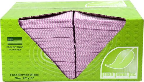 Fresh Towel Foodservice Reusable Paper Towels - 1/4 Fold, 13 x 20 inches - Pink Straight Line Pattern (1 Case of 200) All Purpose Cleaning Towels in Saudi Arabia