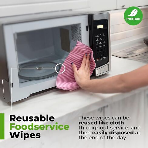 Fresh Towel Foodservice Reusable Paper Towels - 1/4 Fold, 13 x 20 inches - Pink Straight Line Pattern (1 Case of 200) All Purpose Cleaning Towels in Saudi Arabia
