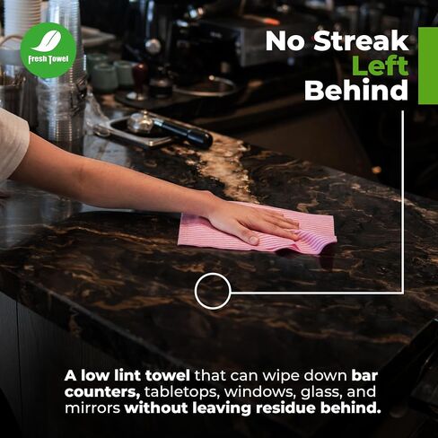 Fresh Towel Foodservice Reusable Paper Towels - 1/4 Fold, 13 x 20 inches - Pink Straight Line Pattern (1 Case of 200) All Purpose Cleaning Towels in Saudi Arabia