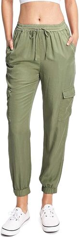 Love Tree Womens Juniors Smock Waist Light Tencel Jogger Pants in Saudi Arabia