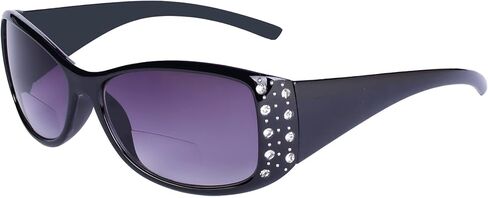 2 Pair of Women's Fashion Bifocal Reading Sunglasses with Rhinestones - Microfiber Carrying Cases Included in Saudi Arabia