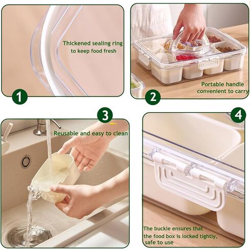 8 Compartments Snackle Box Snack Containers,Divided Serving Tray with Lid and Handle,Charcuterie board with lid,Clear Snack Platter Organizer for Adults,Snack Box for Fruits, Candy, Condiment,Party in Kuwait