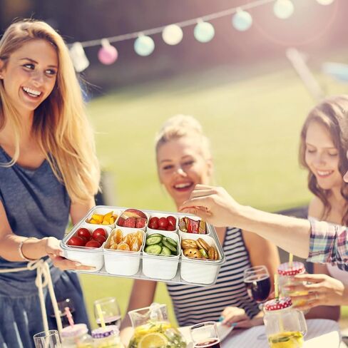 8 Compartments Snackle Box Snack Containers,Divided Serving Tray with Lid and Handle,Charcuterie board with lid,Clear Snack Platter Organizer for Adults,Snack Box for Fruits, Candy, Condiment,Party in Kuwait