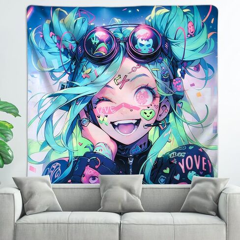 HOUHUANG Hanging paintings, blacklight tapestry, murals, and decorative paintings, fluorescent anime, cartoons, polyester material (82inx 47in) for families, bars, and outdoor parties (25810) in Saudi Arabia
