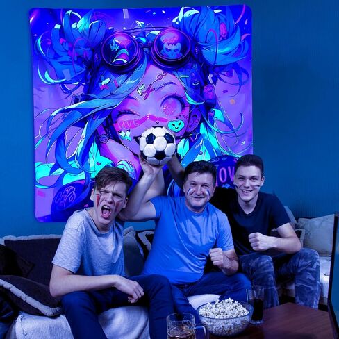 HOUHUANG Hanging paintings, blacklight tapestry, murals, and decorative paintings, fluorescent anime, cartoons, polyester material (82inx 47in) for families, bars, and outdoor parties (25810) in Saudi Arabia