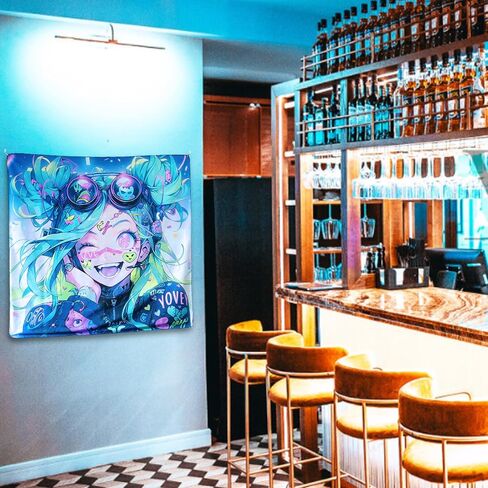 HOUHUANG Hanging paintings, blacklight tapestry, murals, and decorative paintings, fluorescent anime, cartoons, polyester material (82inx 47in) for families, bars, and outdoor parties (25810) in Saudi Arabia