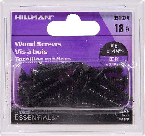 851974 12 x 1-1/4-Inch Wood Screw Flat Head Phillips, Black Finish in Saudi Arabia