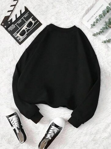 LovelyWholesale Women Graphic Long Sleeve Sweatshirts Crew Neck Workout Tops in Saudi Arabia