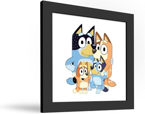 Trends International Gallery Pops Bluey - Dad, Mum, Bluey and Bingo Wall Art, Black Framed Version, 12'' x 12'' in Saudi Arabia