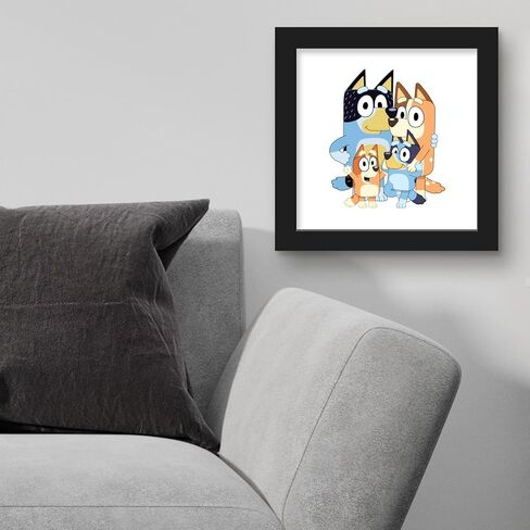 Trends International Gallery Pops Bluey - Dad, Mum, Bluey and Bingo Wall Art, Black Framed Version, 12'' x 12'' in Saudi Arabia