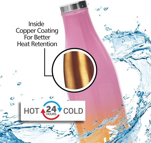 Milton Prudent 800 Thermosteel Hot and Cold Bottle, 820 ml, Pink Orange | Leak Proof | Easy to Carry | Office Bottle | Hiking | Trekking | Travel Bottle | Gym | Home | Kitchen Bottle in Saudi Arabia