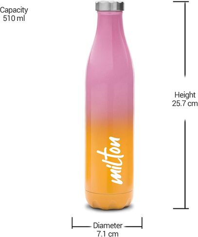 Milton Prudent 800 Thermosteel Hot and Cold Bottle, 820 ml, Pink Orange | Leak Proof | Easy to Carry | Office Bottle | Hiking | Trekking | Travel Bottle | Gym | Home | Kitchen Bottle in Saudi Arabia