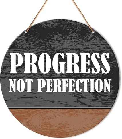 Muktoujaumai Gym Motivation Signs Wall Decor, Home Gym Inspirational Wall Decor Gym Hanging Signs Rustic Decorations for Office, Fitness, Workout Room, Progress Not Perfection in Saudi Arabia