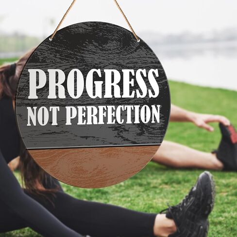 Muktoujaumai Gym Motivation Signs Wall Decor, Home Gym Inspirational Wall Decor Gym Hanging Signs Rustic Decorations for Office, Fitness, Workout Room, Progress Not Perfection in Saudi Arabia
