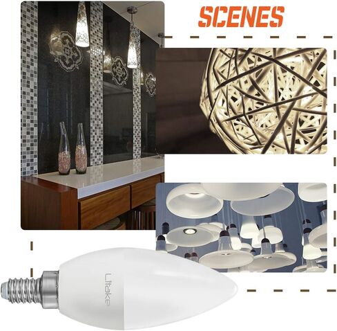 مصابيح Litake E12 LED مكافئة 60 وات، مصابيح شمعدان E12 LED في ضوء النهار، مصابيح إضاءة مروحة السقف LED، لمبة ثريا LED 5000 كيلو، 600 لومن، مصابيح إضاءة مروحة سقف بقاعدة الشمعدانات، 12 حزمة in Kuwait